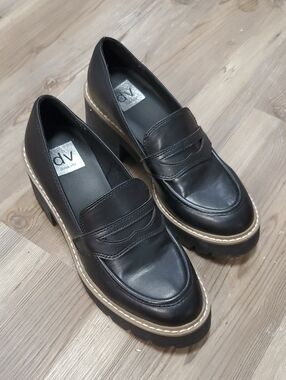 Dolce Vita Black Chunky Platform Penny Loafers Size 6.5